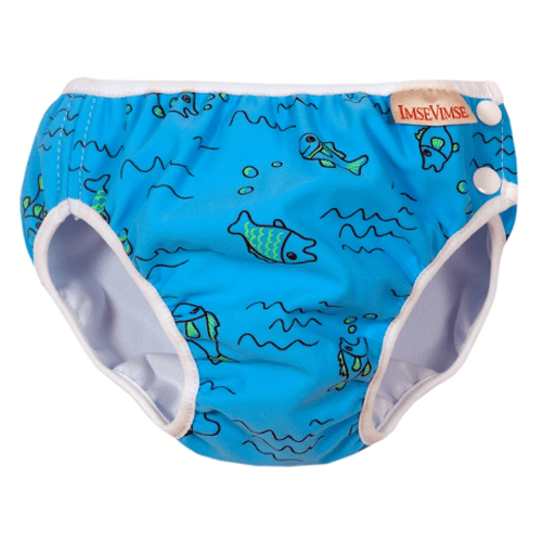 Detalhe da cueca fralda de natação ImseVimse com botões laterais.