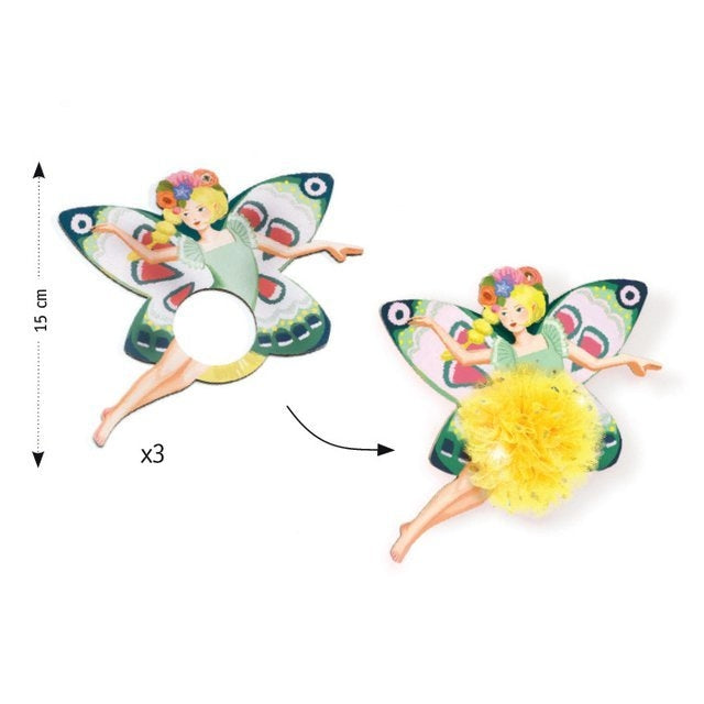 Detalhe da ferramenta magnética astuciosa incluída no kit Djeco, utilizada para criar pompons de forma fácil e divertida.