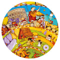 Detalhe ampliado de uma secção do puzzle Djeco Observação História, mostrando ilustrações da antiguidade romana.