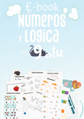 Capa do Ebook "Atividades Número e Lógica" da Gotu, com ilustrações coloridas de números e elementos lógicos, ideal para introduzir matemática a crianças.
