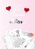 Capa do Ebook "Atividades São Valentim" da Gotu, com ilustrações temáticas de coração e elementos românticos, destinado a atividades imprimíveis para crianças.