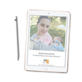 Capa do Ebook "Babywearing - a importância do ergonómico!" da Gotu, com ilustração de um bebé seguro num porta-bebés ergonómico.