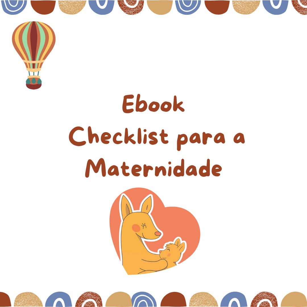 Capa do Ebook "Checklist para a Maternidade" da Gotu, com design moderno e ícones de bebé e mala de viagem.