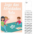 Detalhe de um cartão do jogo com a atividade "Vamos casar meias", ilustrando tarefas do quotidiano.