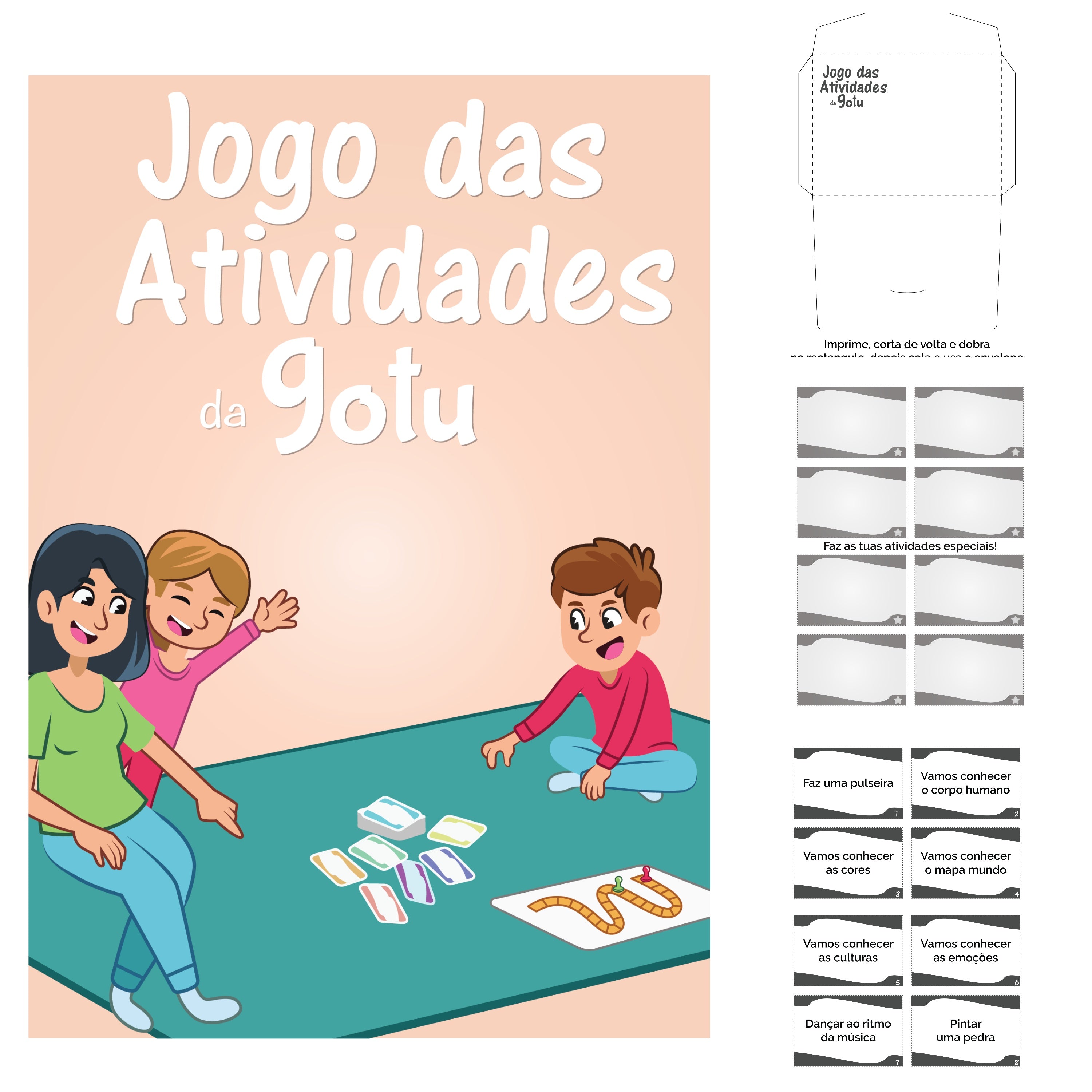 Detalhe de um cartão do jogo com a atividade "Vamos casar meias", ilustrando tarefas do quotidiano.