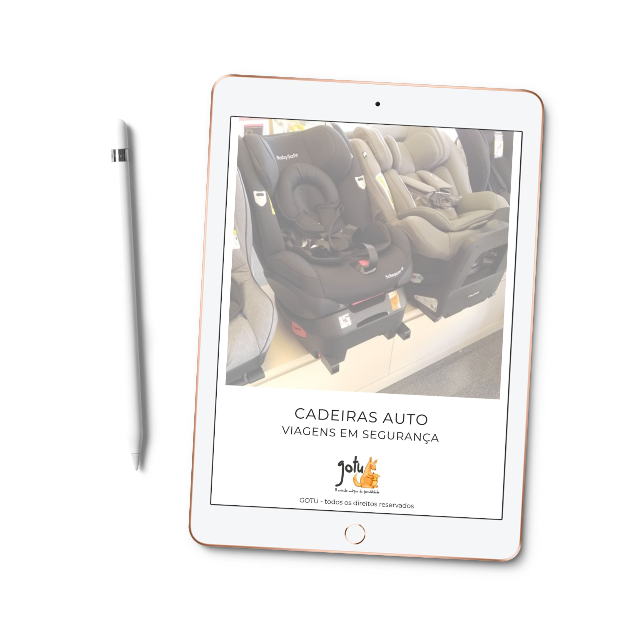 Capa do Ebook "Segurança Auto" da Gotu, com design moderno e foco em informação essencial para iniciantes.