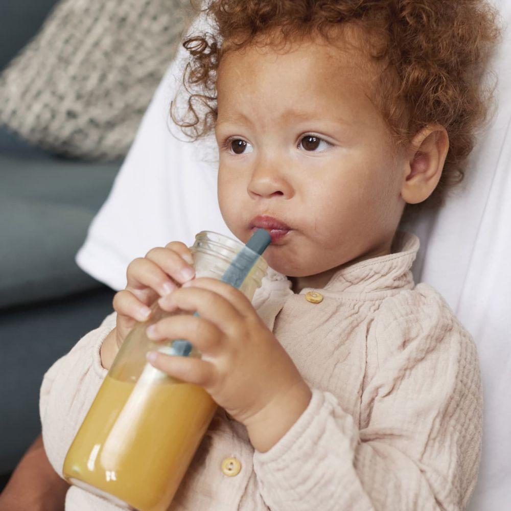 Everyday Baby Reusable Silicone Straws 6 units. Brick Blue Grey