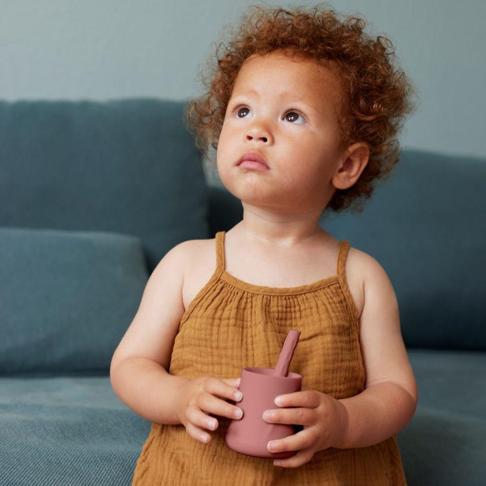 Everyday Baby Reusable Silicone Straws 6 units. Brick Blue Grey