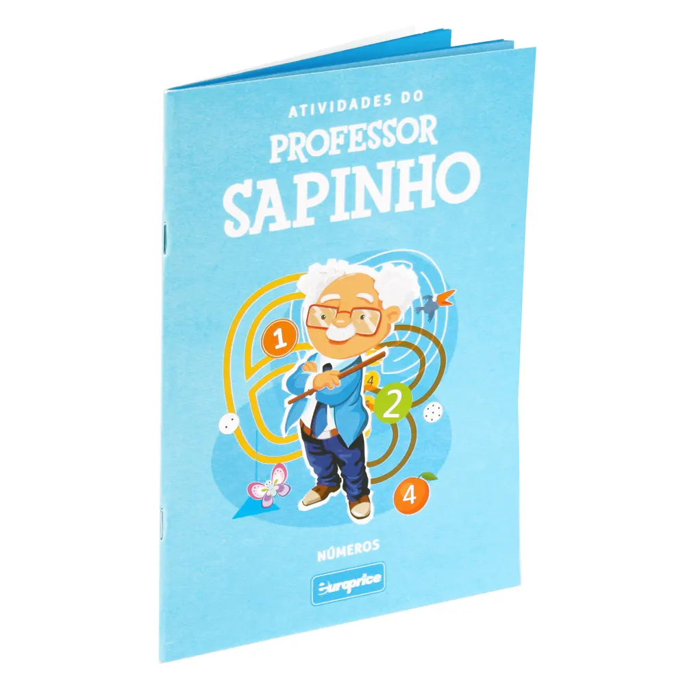 Capa do livro "Professor Sapinho - Números" da Europrice, com ilustrações coloridas de um sapo sorridente e elementos numéricos.
