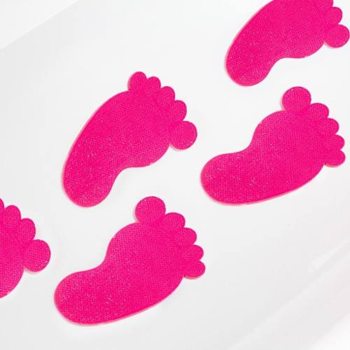 Close-up dos Everyday Baby WaterHero pezinhos antiderrapantes rosa, mostrando a textura e o design.