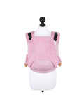 Mochila Fidella Fusion Evolutiva Toddler Iced Butterfly Sparkling Rose vista de frente, exibindo o design ergonómico e as fivelas de encaixe.