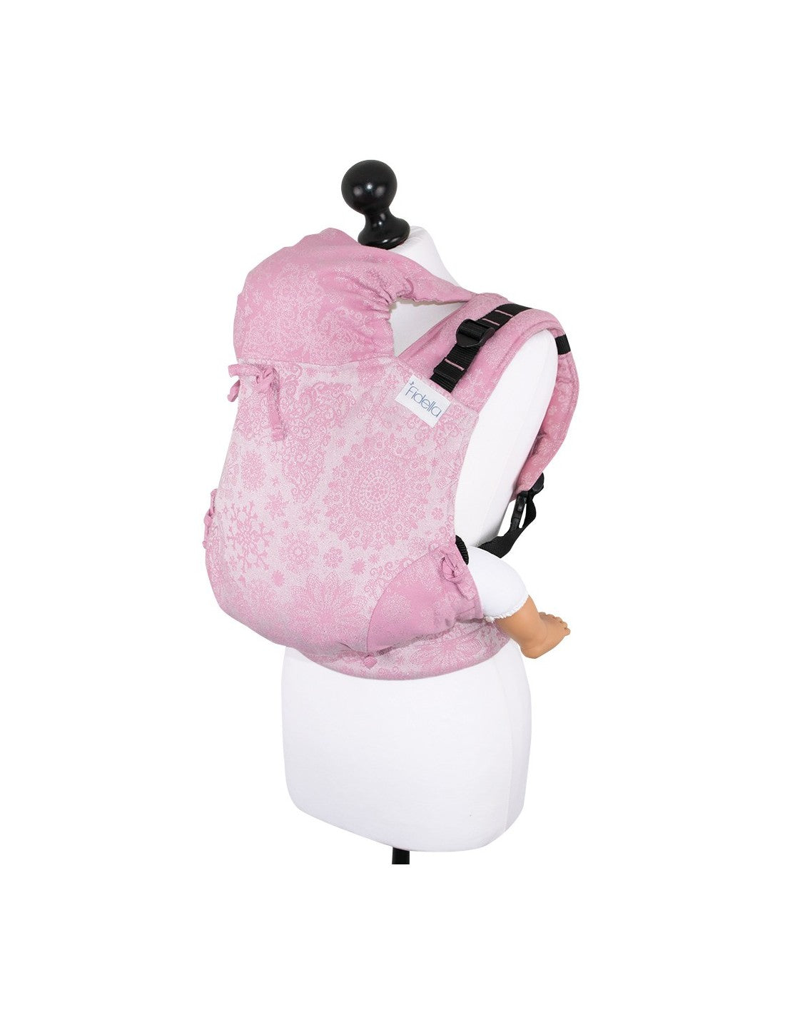 Mochila Fidella Fusion Evolutiva Toddler Iced Butterfly Sparkling Rose vista de frente, exibindo o design ergonómico e as fivelas de encaixe.