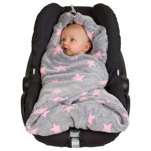 Manta polar para carrinho cinza e rosa