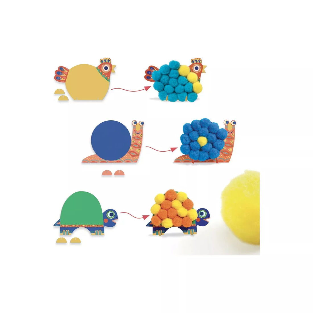 Djeco PomPom Collage Activities - Cute Animals