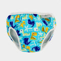 Fralda de banho reutilizável ImseVimse com padrão de dinossauros turquesa