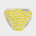 Fralda de banho reutilizável Imsevimse com padrão Zig Zag amarelo.