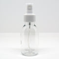 Frasco pulverizador Gotu de 100ml, transparente, com tampa de proteção branca, ideal para loções e géis.