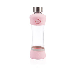 Garrafa Equa Active de 550ml na cor rosa pastel com base de silicone protetora.