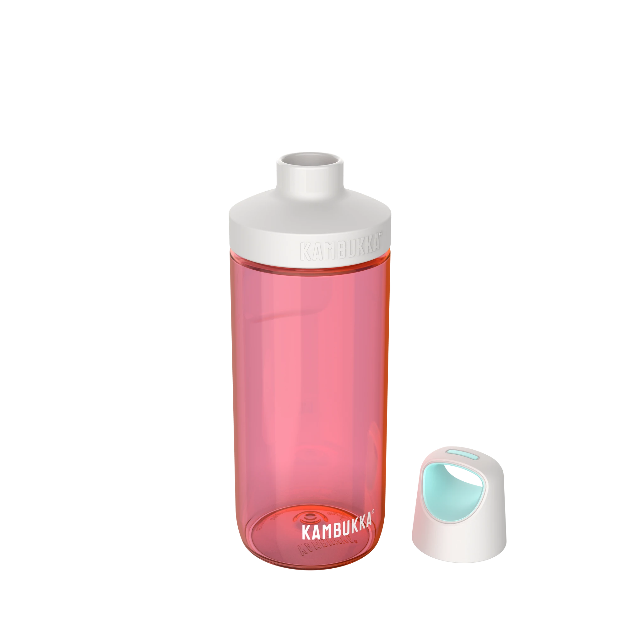 Garrafa Kambukka Reno 500ml, cor "Strawberry Ice", vista frontal com tampa giratória e pega ergonómica. Design moderno.