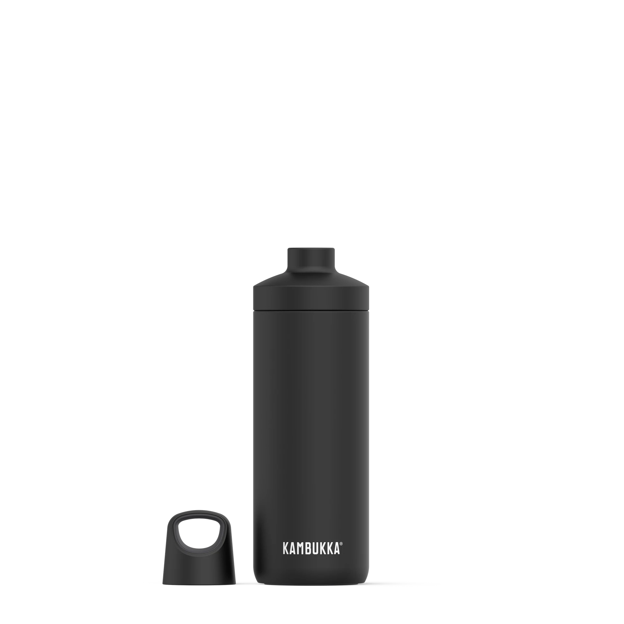 Detalhe da tampa giratória da garrafa Kambukka Reno, mostrando o mecanismo de torcer para beber, em close-up.