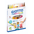 Caixa de 12 marcadores Giotto Turbocolor Skin Tones com ponta fina, exibindo a diversidade de tons de pele. Ideal para desenhar rostos.