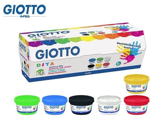 Conjunto de 6 boiões de tinta para dedos Giotto Dita de 100ml em embalagem cartao