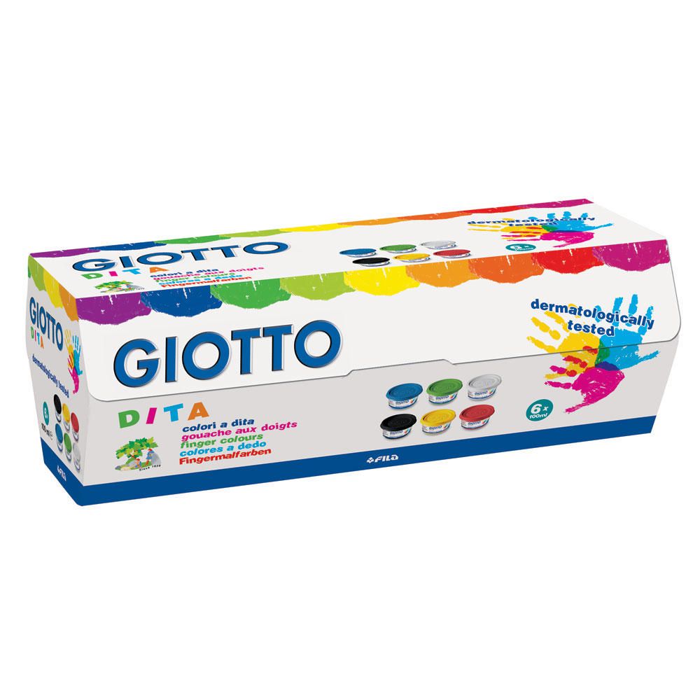 Embalagem fechada do conjunto de tintas Giotto Dita 6x100ml