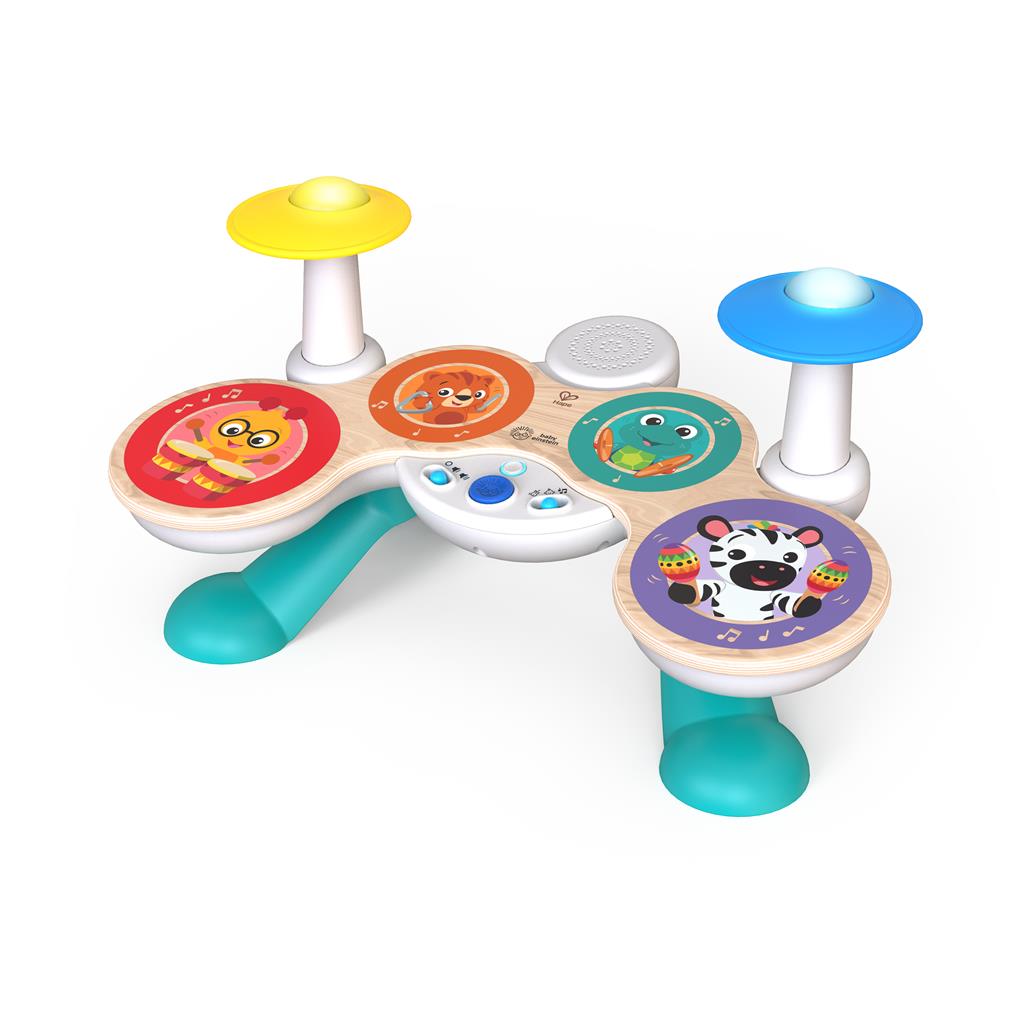 Bateria musical de madeira Hape Baby Einstein com luzes LED e tecnologia de toque sensível para bebés.