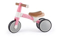 Bicicleta de equilíbrio Hape A minha primeira Vespa Rosa, com design leve, assento castanho ajustável e rodas flexíveis.