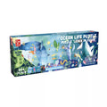 Puzzle Hape A Vida no Oceano de 150cm com 200 peças espalhadas sobre uma mesa.