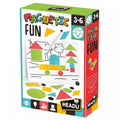 Jogo magnético Headu Magnetic Fun com formas geométricas e caneta.