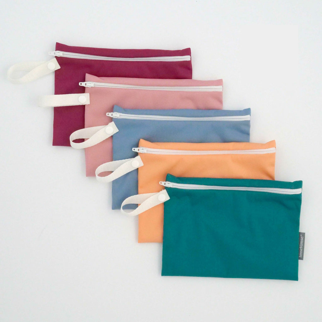 Conjunto de sacos reutilizaveis Imsevimse em varias cores com fecho de correr.