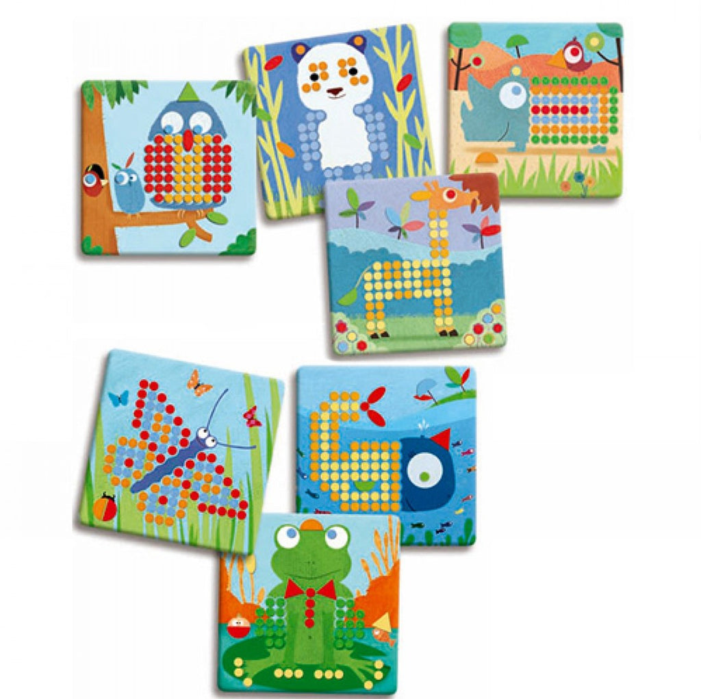 Djeco Juego de mosaicos con clavijas - Mosaico Rigolo