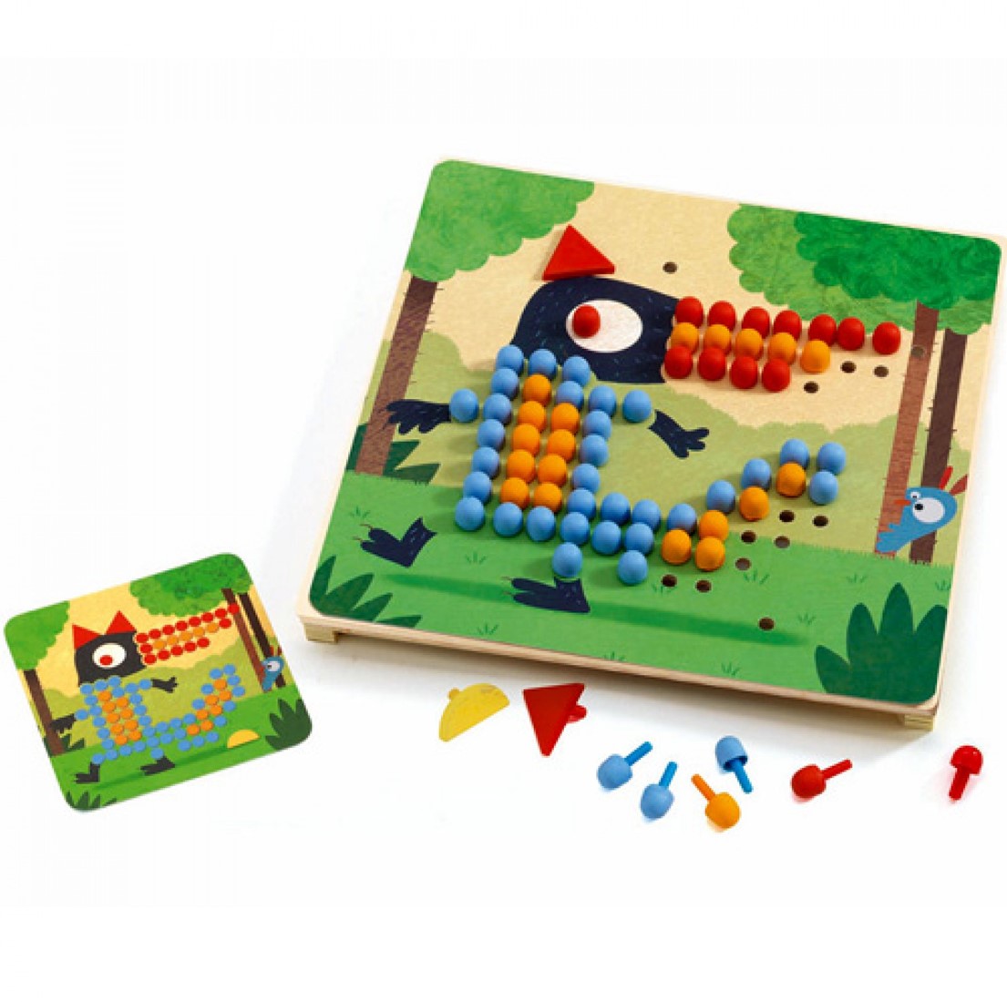 Djeco Juego de mosaicos con clavijas - Mosaico Rigolo