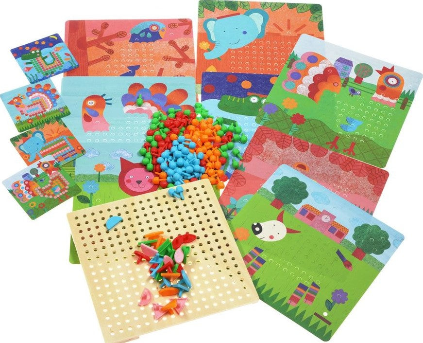 Djeco Juego de mosaicos con clavijas - Mosaico Animo