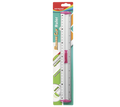 Embalagem da régua de alumínio Keyroad de 30 cm, mostrando o produto através de plástico transparente, com detalhes em vermelho e verde.