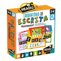 Caixa do jogo Laboratório de Escrita Headu com peças de puzzles e letras visíveis