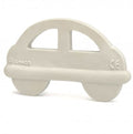 Mordedor natural Lanco em formato de carro Beatle, cor bege/castanho claro, visto de perfil, ideal para bebés 0m+.