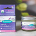 Embalagem do Bálsamo Orgânico Lansinoh para Mamilos (60ml), mostrando o rótulo verde e branco com certificação orgânica.