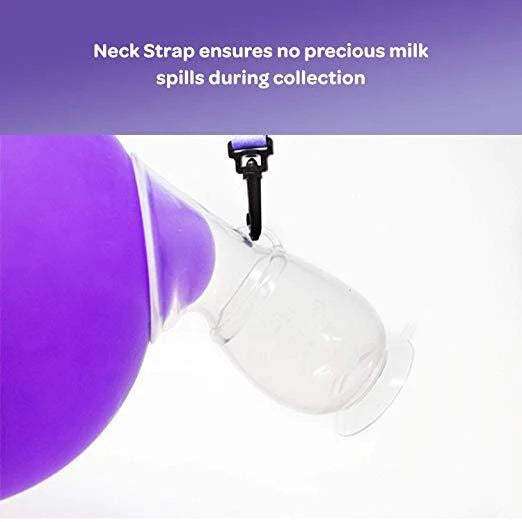 O Coletor de Leite Materno Lansinoh, leve e portátil, visto de lado, destacando o seu design compacto.