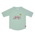 Camisola de natação UV Lassig para bebé (3-6 meses) com padrão azul e branco, manga curta, vista frontal.
