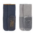 Meias antiderrapantes Lässig em tons de azul e cinza com sola de silicone.