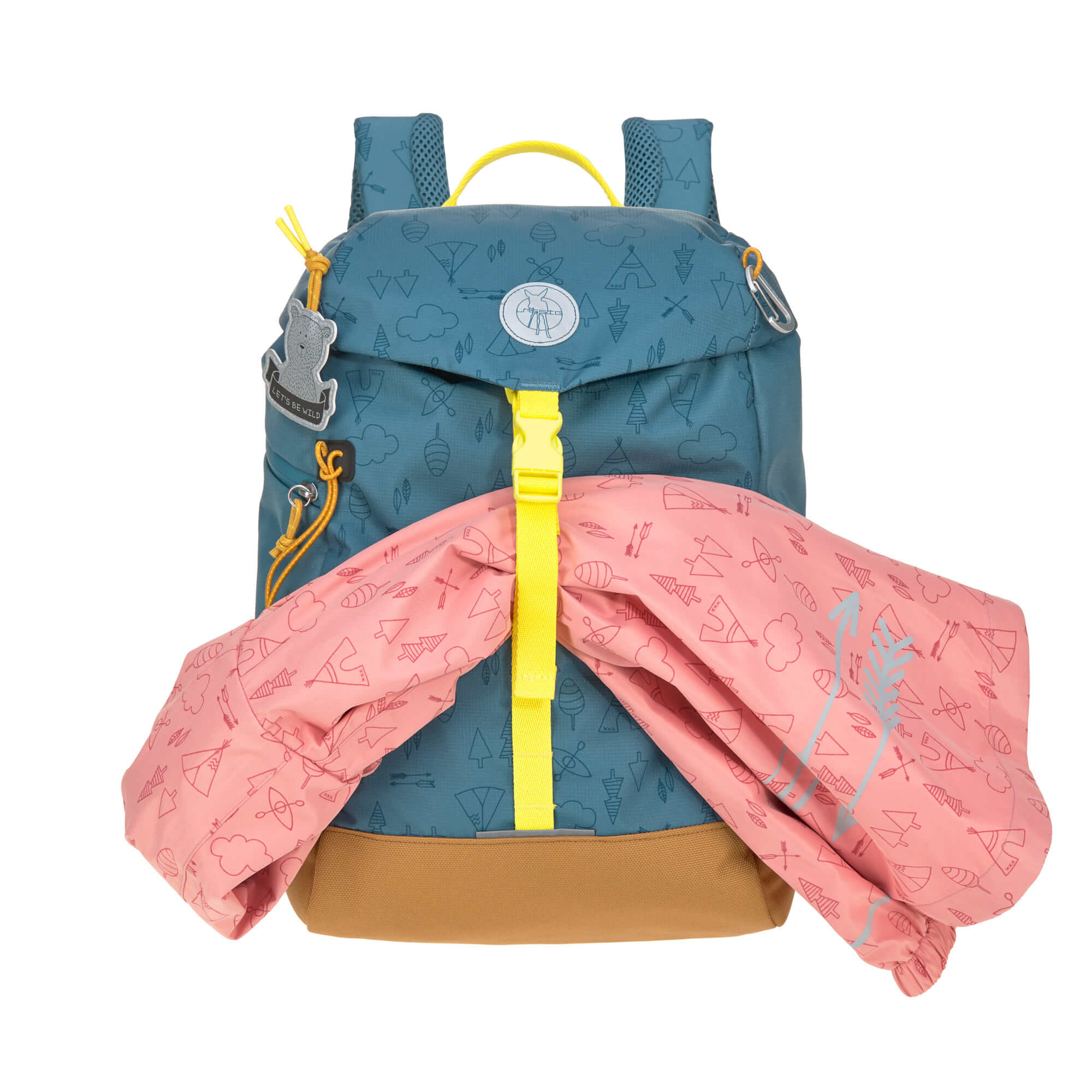 Detalhe da alça acolchoada e ajustável da mochila Lassig Adventure, mostrando o conforto para as costas da criança.