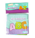 Livro de banho infantil com letras do alfabeto ABC coloridas, ideal para crianças de 1 a 3 anos, com som incluído.