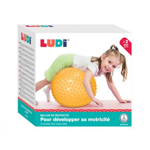 Embalagem da bola de motricidade XXL amarela para desenvolvimento motor da Ludi