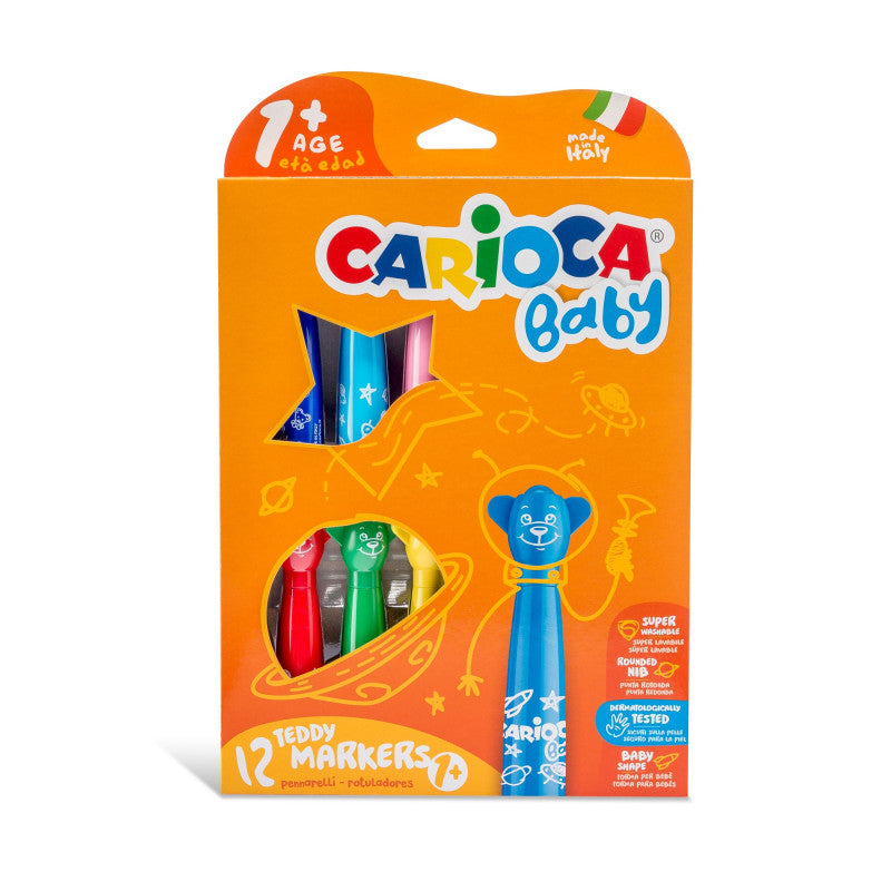 Marcadores Carioca Baby Teddy em caixa de cartão colorida