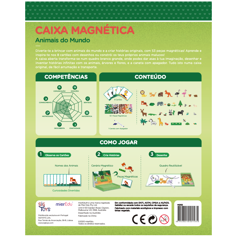 MierEdu - Caja magnética 2 en 1 Animales del Mundo