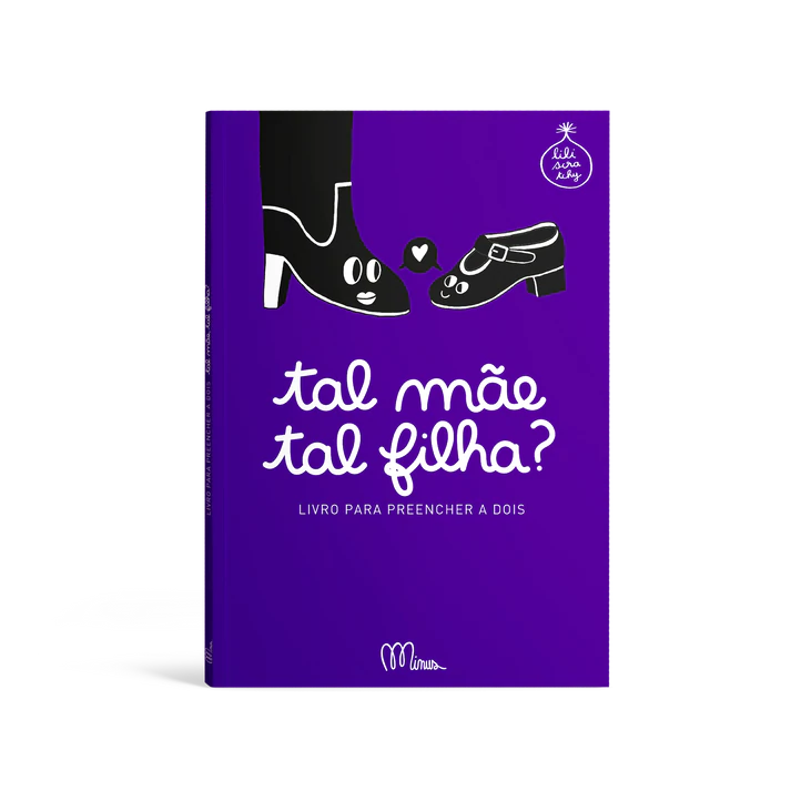 Capa do livro para preencher "Minus - Tal mãe, tal filha?" com tipografia preta sobre fundo branco, destacando o título e o conceito de relação mãe-filha.