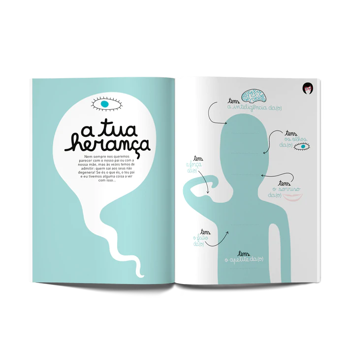 Imagem promocional mostrando o livro "Tal mãe, tal filho?" aberto, destacando a cumplicidade e o momento de partilha entre mãe e filho.