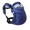 Mochila Neobulle Ajustável BabySize Marin em azul com riscas brancas, vista frontal completa e ergonómica.